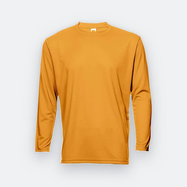 QD54 Quick Dry Long Sleeve Basic T-Shirt Gold Qd54 quick dry long sleeve basic t-shirt gold colour view