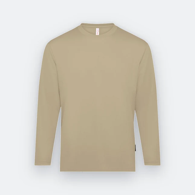 QD54 Quick Dry Long Sleeve Basic T-Shirt Khaki Qd54 quick dry long sleeve basic t-shirt khaki colour view