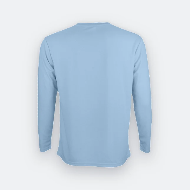 QD54 Quick Dry Long Sleeve Basic T-Shirt Light Blue Qd54 quick dry long sleeve basic t-shirt light blue back view