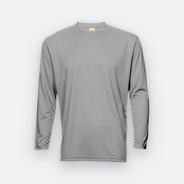 QD54 Quick Dry Long Sleeve Basic T-Shirt Light Grey Qd54 quick dry long sleeve basic t-shirt light grey colour view