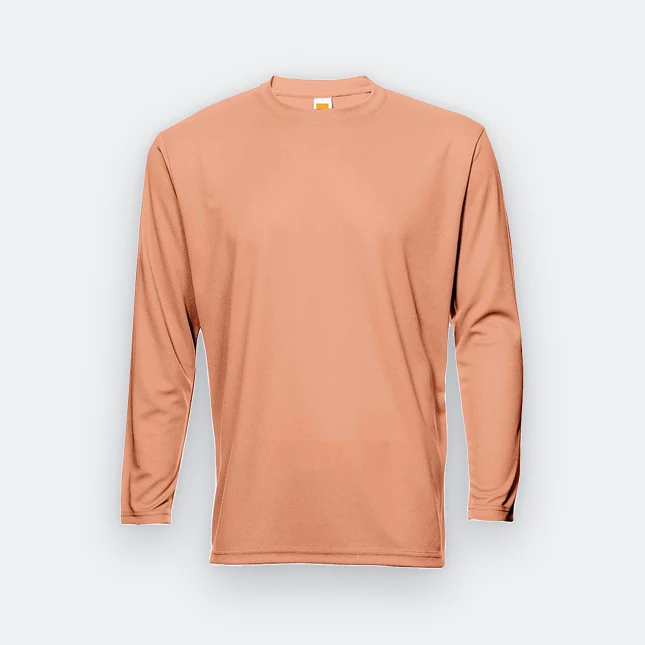 QD54 Quick Dry Long Sleeve Basic T-Shirt Light Salmon Qd54 quick dry long sleeve basic t-shirt light salmon colour view