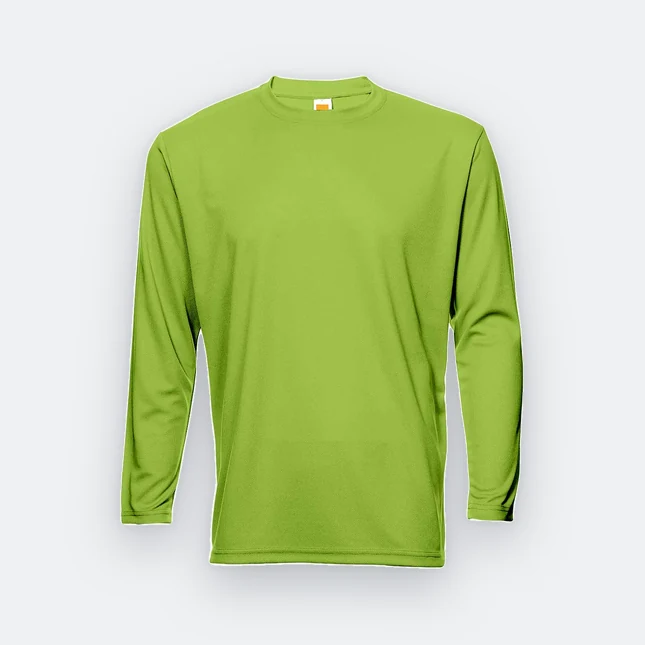 QD54 Quick Dry Long Sleeve Basic T-Shirt Lime Green Qd54 quick dry long sleeve basic t-shirt lime green colour view