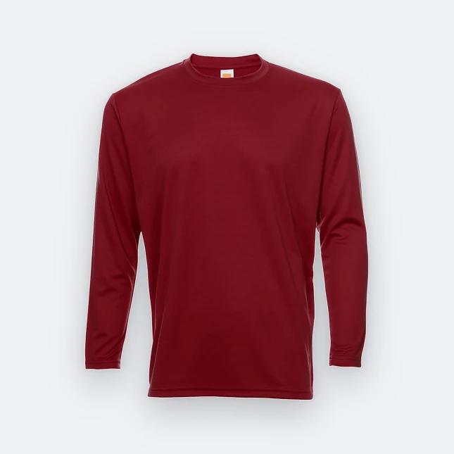 QD54 Quick Dry Long Sleeve Basic T-Shirt Maroon Qd54 quick dry long sleeve basic t-shirt maroon colour view