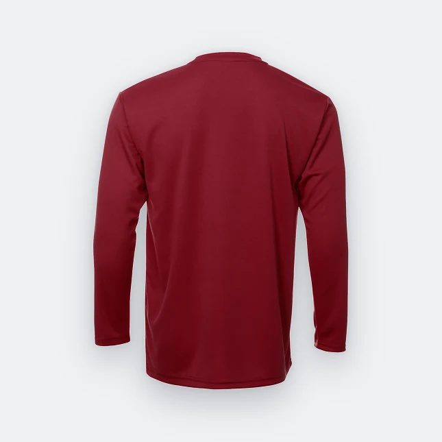 QD54 Quick Dry Long Sleeve Basic T-Shirt Maroon Qd54 quick dry long sleeve basic t-shirt maroon back view