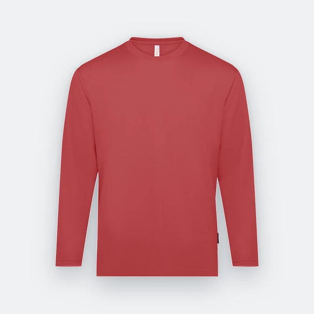 QD54 Quick Dry Long Sleeve Basic T-Shirt Melon Red Qd54 quick dry long sleeve basic t-shirt melon red colour view