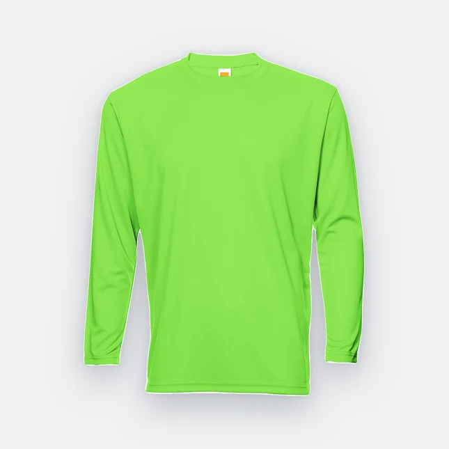 QD54 Quick Dry Long Sleeve Basic T-Shirt Neon Green Qd54 quick dry long sleeve basic t-shirt neon green colour view