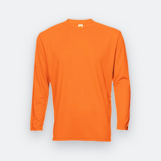 QD54 Quick Dry Long Sleeve Basic T-Shirt Neon Orange Qd54 quick dry long sleeve basic t-shirt neon orange colour view