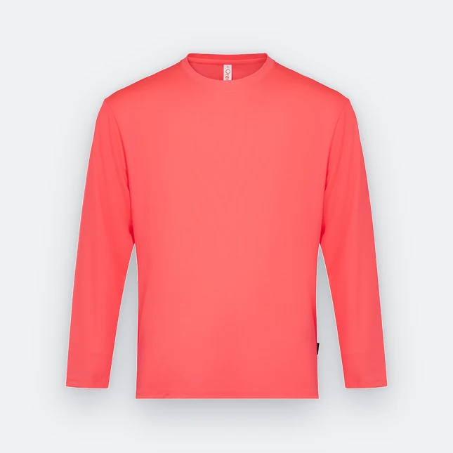 QD54 Quick Dry Long Sleeve Basic T-Shirt Neon Peach Qd54 quick dry long sleeve basic t-shirt neon peach colour view