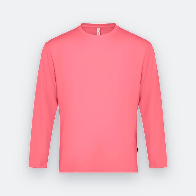 QD54 Quick Dry Long Sleeve Basic T-Shirt Neon Pink Qd54 quick dry long sleeve basic t-shirt neon pink colour view