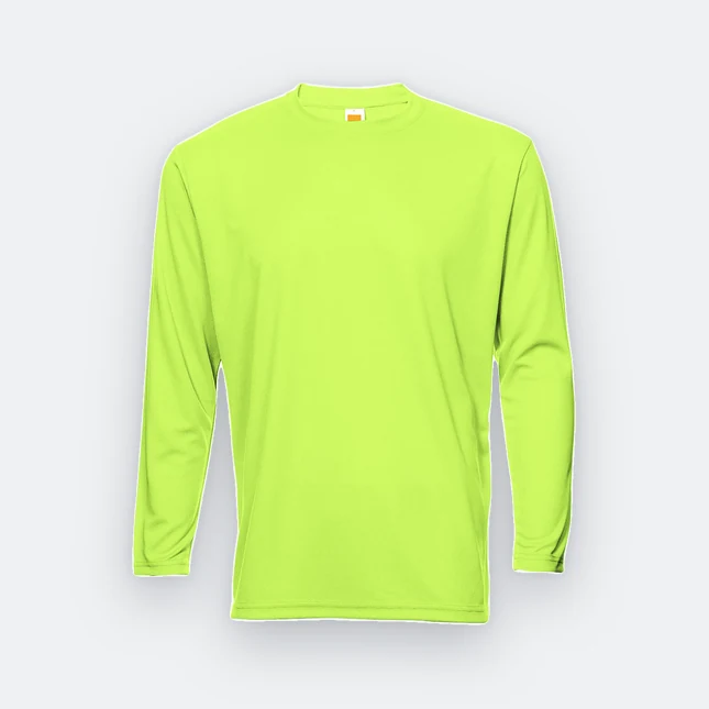 QD54 Quick Dry Long Sleeve Basic T-Shirt Neon Yellow Qd54 quick dry long sleeve basic t-shirt neon yellow colour view