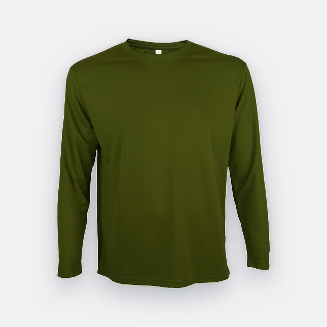 QD54 Quick Dry Long Sleeve Basic T-Shirt Olive Qd54 quick dry long sleeve basic t-shirt olive colour view