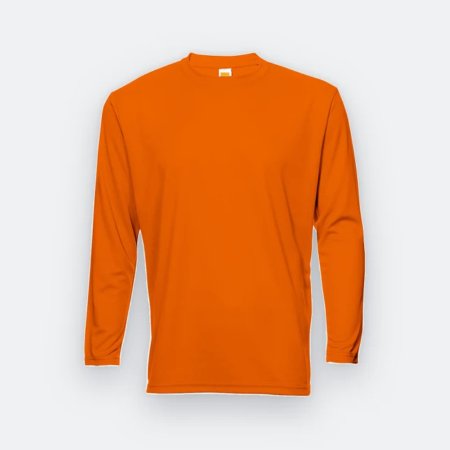 QD54 Quick Dry Long Sleeve Basic T-Shirt Orange Qd54 quick dry long sleeve basic t-shirt orange colour view