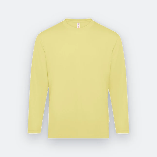 QD54 Quick Dry Long Sleeve Basic T-Shirt Pastel Yellow Qd54 quick dry long sleeve basic t-shirt pastel yellow colour view