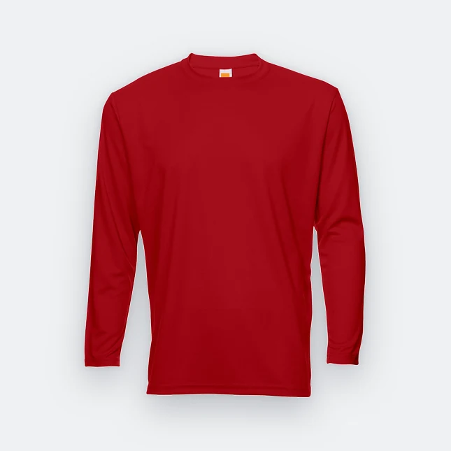 QD54 Quick Dry Long Sleeve Basic T-Shirt Red Qd54 quick dry long sleeve basic t-shirt red colour view