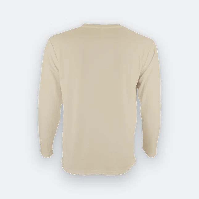 QD54 Quick Dry Long Sleeve Basic T-Shirt Sand Qd54 quick dry long sleeve basic t-shirt sand back view