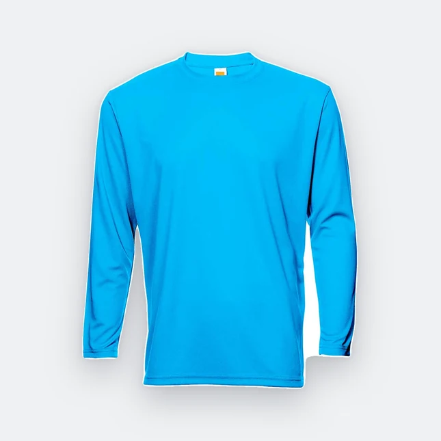 QD54 Quick Dry Long Sleeve Basic T-Shirt Sea Blue Qd54 quick dry long sleeve basic t-shirt sea blue colour view