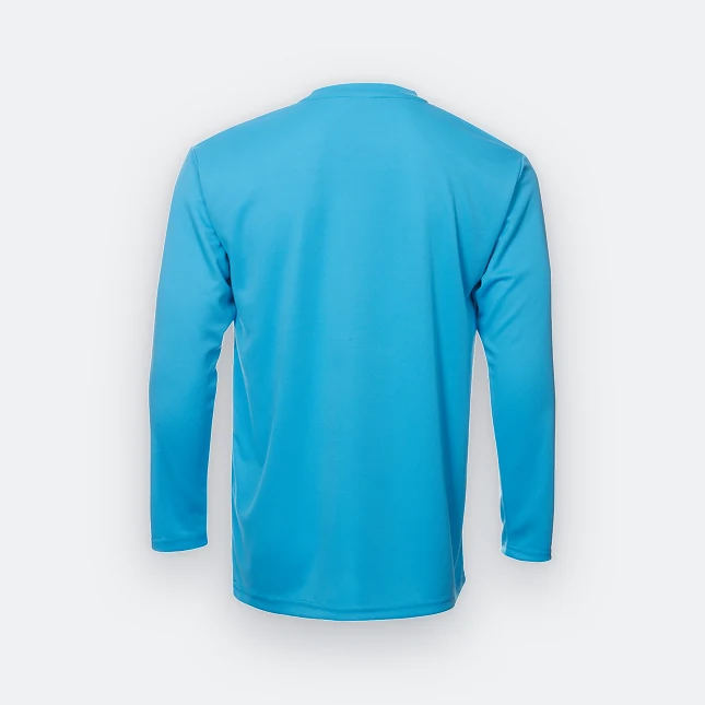 QD54 Quick Dry Long Sleeve Basic T-Shirt Sea Blue Qd54 quick dry long sleeve basic t-shirt sea blue back view