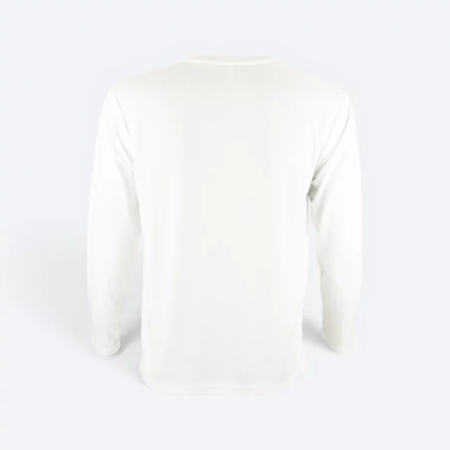 QD54 Quick Dry Long Sleeve Basic T-Shirt White Qd54 quick dry long sleeve basic t-shirt white back view