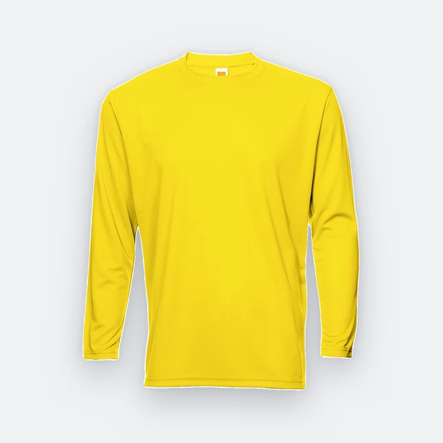 QD54 Quick Dry Long Sleeve Basic T-Shirt Yellow Qd54 quick dry long sleeve basic t-shirt yellow colour view