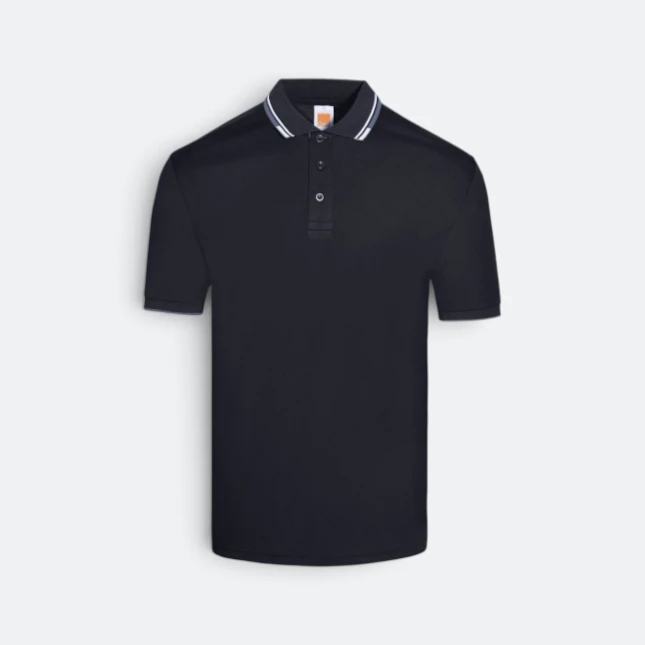 Qd60 quick dry polo shirt tipped collar and cuff black-white-grey colour view