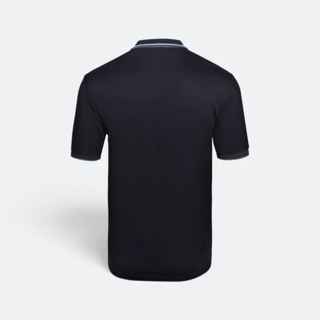 Qd60 quick dry polo shirt tipped collar and cuff black-white-grey back view