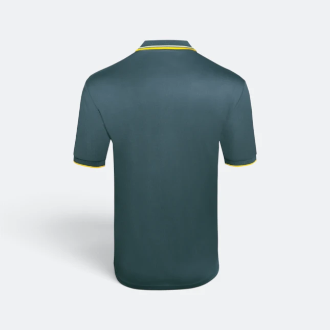 Qd60 quick dry polo shirt tipped collar and cuff grey-white-yellow back view