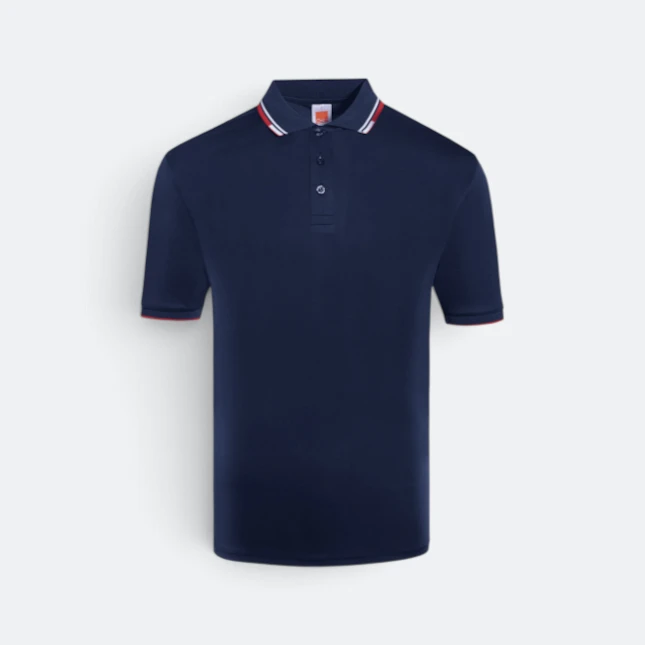 Qd60 quick dry polo shirt tipped collar and cuff navy-white-red colour view