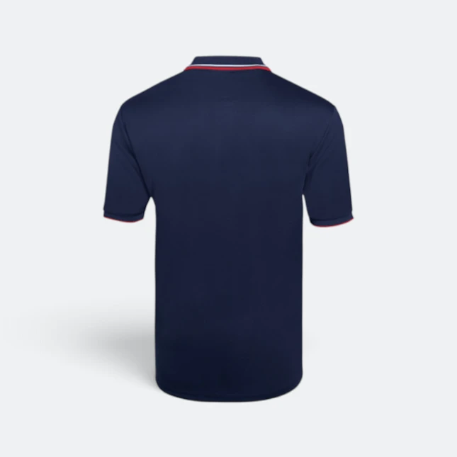 Qd60 quick dry polo shirt tipped collar and cuff navy-white-red back view