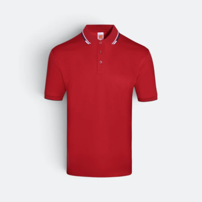 Qd60 quick dry polo shirt tipped collar and cuff red-white-navy colour view