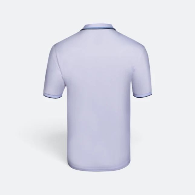 Qd60 quick dry polo shirt tipped collar and cuff white-sea blue-navy back view