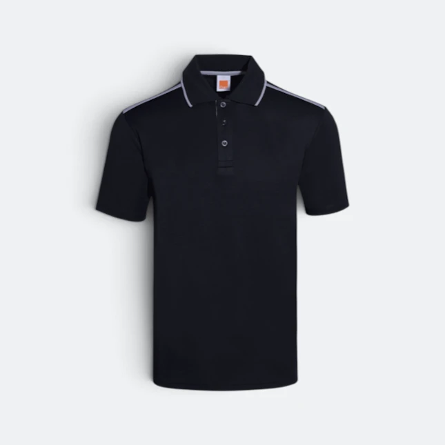 Qd64 quick dry short sleeve cvc polo shirt black-grey colour view