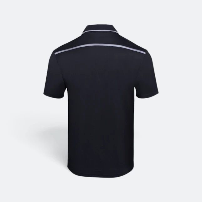 Qd64 quick dry short sleeve cvc polo shirt black-grey back view