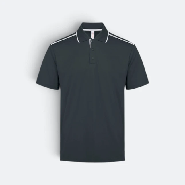 Qd64 quick dry short sleeve cvc polo shirt dark grey-white colour view