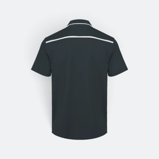 Qd64 quick dry short sleeve cvc polo shirt dark grey-white back view