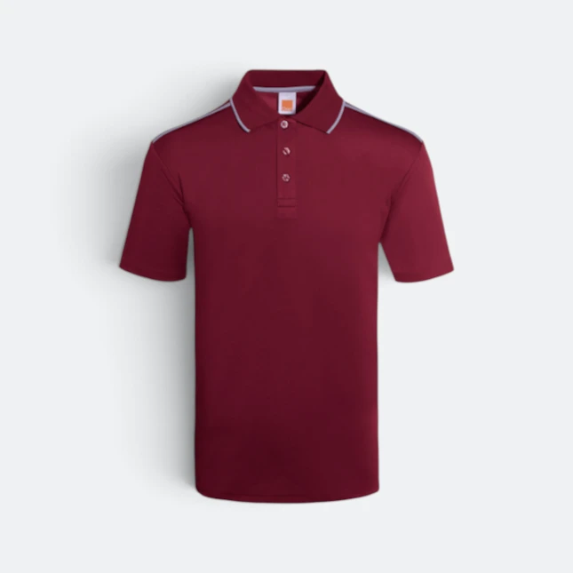 Qd64 quick dry short sleeve cvc polo shirt maroon-grey colour view