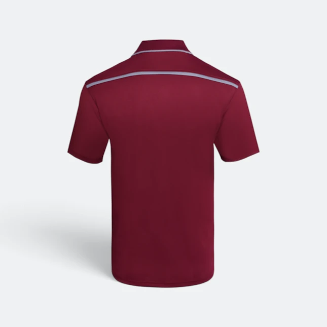 Qd64 quick dry short sleeve cvc polo shirt maroon-grey back view