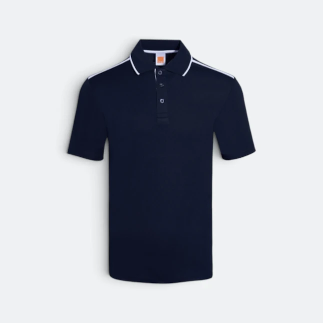 Qd64 quick dry short sleeve cvc polo shirt navy-white colour view