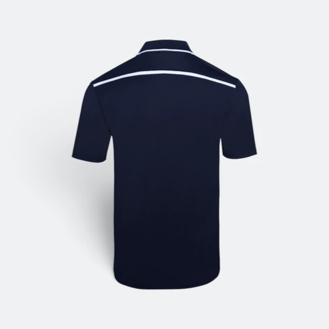 Qd64 quick dry short sleeve cvc polo shirt navy-white back view