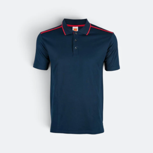 Qd64 quick dry short sleeve cvc polo shirt navy pro-red colour view