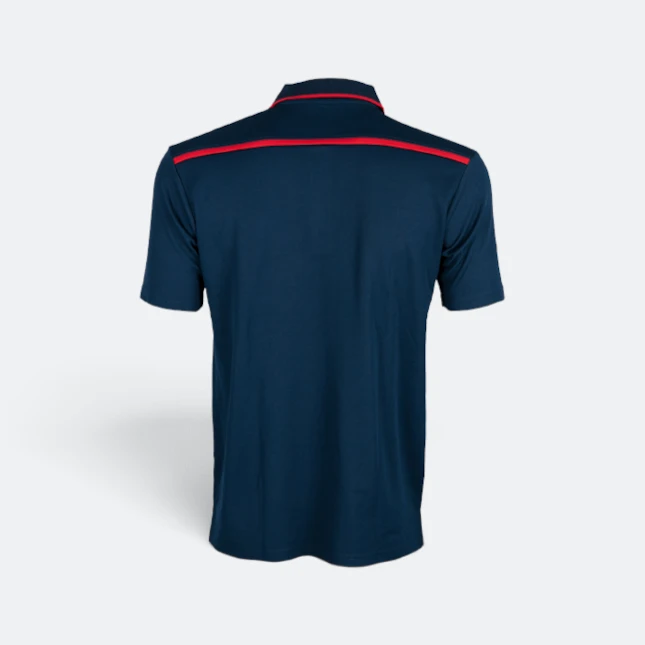 Qd64 quick dry short sleeve cvc polo shirt navy pro-red back view