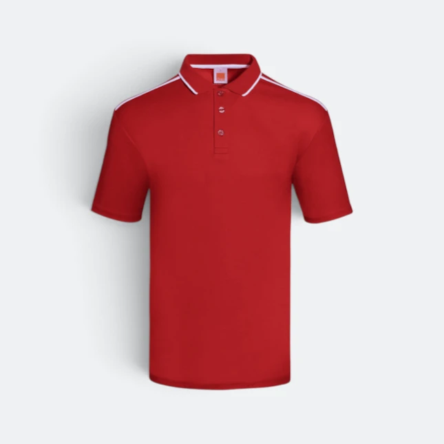 Qd64 quick dry short sleeve cvc polo shirt red-white colour view