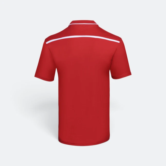 Qd64 quick dry short sleeve cvc polo shirt red-white back view