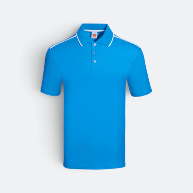 Qd64 quick dry short sleeve cvc polo shirt sea blue-white colour view