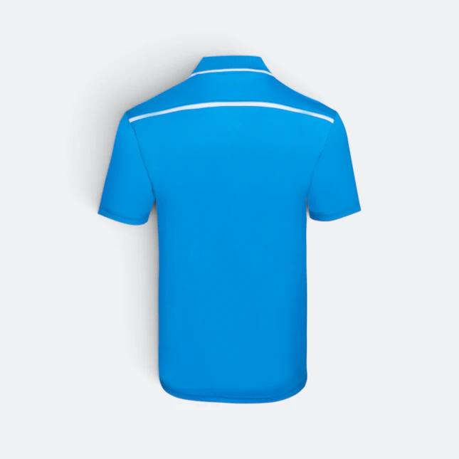 Qd64 quick dry short sleeve cvc polo shirt sea blue-white back view