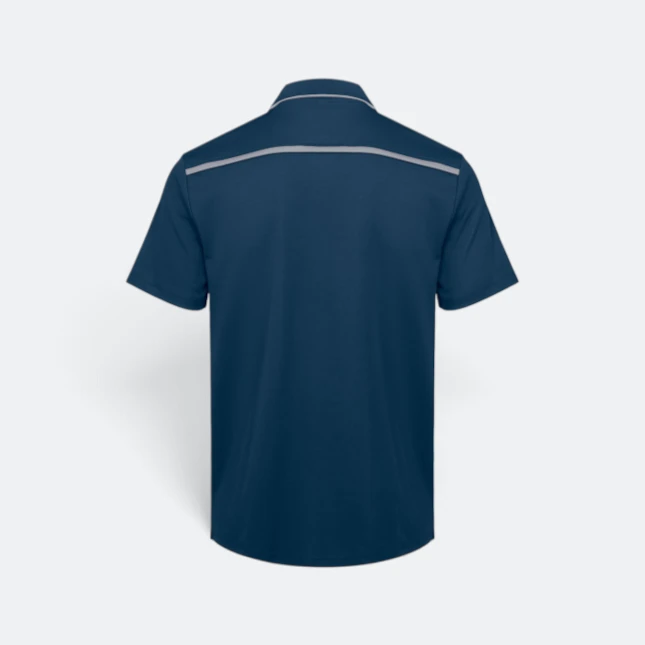 Qd64 quick dry short sleeve cvc polo shirt slate blue-grey back view