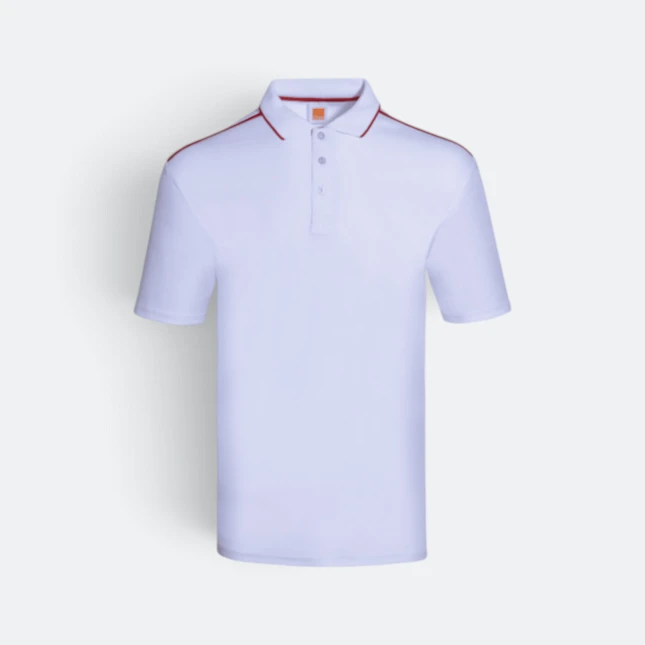 Qd64 quick dry short sleeve cvc polo shirt white-red colour view