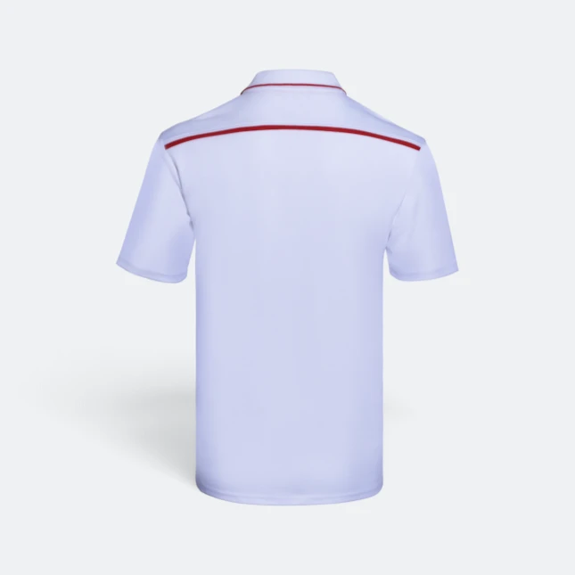 Qd64 quick dry short sleeve cvc polo shirt white-red back view