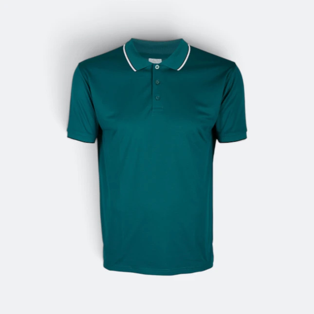 Qd65 quick dry tipped collar and cuff polo shirt midnight green-black-white colour view