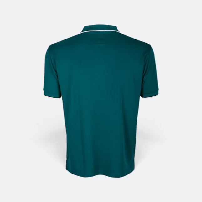 Qd65 quick dry tipped collar and cuff polo shirt midnight green-black-white back view