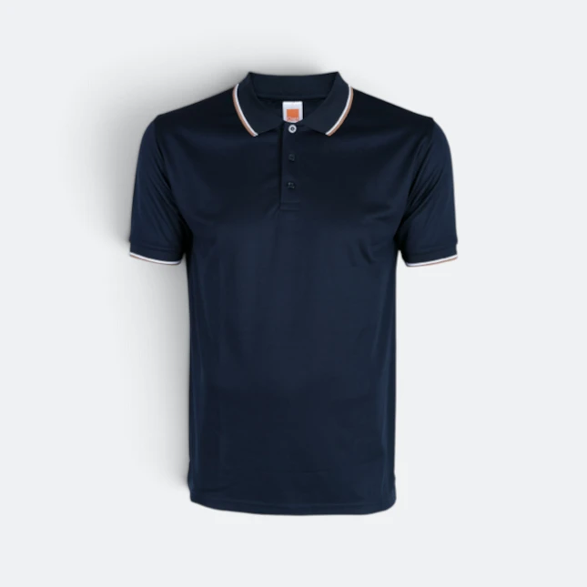 Qd65 quick dry tipped collar and cuff polo shirt navy-brown-white colour view